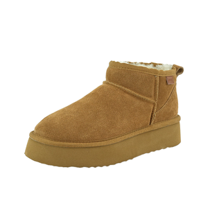 Bottes de neige unisexes en daim de vache imperméables, chaussures d'hiver chaudes pour femmes, doublure en fourrure de mouton épaisse, décontractées, antidérapantes - Product Image 1