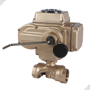 Vente de liquidation B2B COVNA DN20 3/4 pouce Vanne à boisseau sphérique à commande électrique OEM en bronze, à trois voies en T, à bride, 1000 WOG, 24 Volts, résistante aux acides - Product Image 1