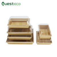 Boîte à collation jetable en papier kraft brun de qualité alimentaire pour la vente en gros, emballage à emporter pour pâtisserie, éclair, dessert
