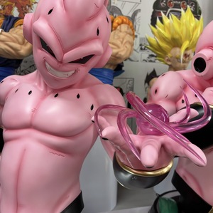 Estatua Coleccionable de Anime de <span class=keywords><strong>Dragon</strong></span> <span class=keywords><strong>Ball</strong></span> Z, Busto de Majin <span class=keywords><strong>Buu</strong></span> a Escala 1:1 con LED y Efecto de Llama en Resina - Product Image 2