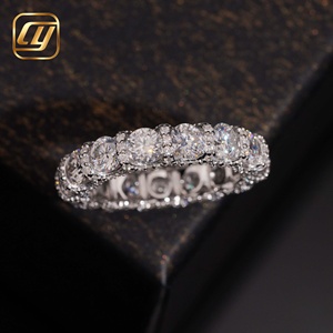 IGI Certified Lab Created Diamond VVS2 Clarity Excellent Cut <b>Eternity</b> <b>Ring</b> Solid 925 Sterling <b>Silver</b> Rhodium Plated Brilliant - Product Image 2