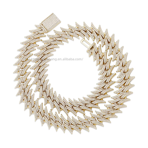 European American New Full Thorn Cuban Box <b>Chain</b> <b>Copper</b> Unisex High-quality Hip-hop Necklace Jewelry - Product Image 5
