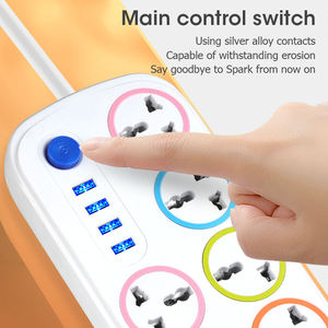 Multiprise moderne en plastique de haute qualité avec 4 ports USB et 6 prises, grand espacement, multifonction, vente en gros - Product Image 3
