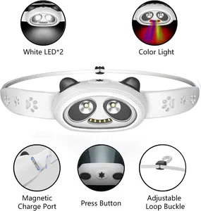 Children Gift Panda Animals Outdoor Silicone Adjustable Headlight Rainbow RGB Head Torch LED Rechargeable Children Headlamp