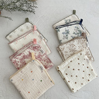 Lingettes carrées en mousseline de coton pour bébé, imprimées, 4 couches, absorbantes, motif floral, serviette pour le visage, douce et confortable, pour un usage domestique, pour les nouveau-nés et les nourrissons