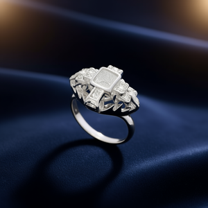 Bague de fiançailles classique en cuivre argenté avec diamants, taille princesse, diamants naturels, couleur G, modèle pour femmes JS-XYH-10026 - Product Image 2