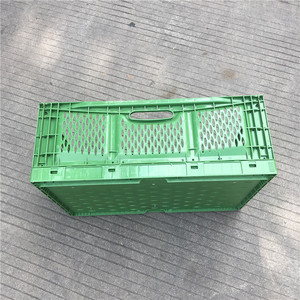 Green Folding <b>Plastic</b> <b>Basket</b> 600x400x225mm Hollow Turnover <b>Basket</b> For Fruit Transport - Product Image 2