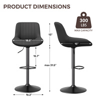 Tabouret de bar moderne réglable en similicuir avec base métallique pivotante, chaise de comptoir pour usage domestique, bar, commercial, extérieur, hôtel, salle à manger