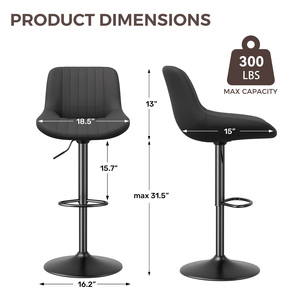 Modern <b>Adjustable</b> <b>Bar</b> <b>Stool</b> Faux Leather Metal Base Swivel Counter Height Chair for Home <b>Bar</b> Commercial Use - Product Image 6