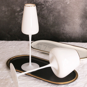 Verre à champagne européen à fond encastré Home Creative Crystal Glass White Pot Ventre Tall Glass - Product Image 3