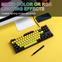 Clavier mécanique filaire USB HX-JX02 avec 87 touches, double injection, touches flottantes, rétroéclairage LED et interrupteurs rouges – Vente en gros