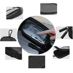 Bolsa de depósito magnética universal de 7 pulgadas con orificio para auriculares, alforja impermeable de cuero PU para motocicleta - Product Image 2