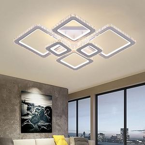 HIVIES 220Watt LED Plafonnier Nouveau Design Décoratif Lampe En Cristal pour Chambre Gradateur Télécommande Blanc Ombre App Wi-Fi - Product Image 1