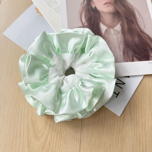 Customized Girls Multi-Layer <strong>Mint</strong> <strong>Green</strong> Satin Hair Scrunchies Fashion Handmade Fabric Hair Scrunchie Elastic Hairbands Hair <strong>Ties</strong> - Product Image 4