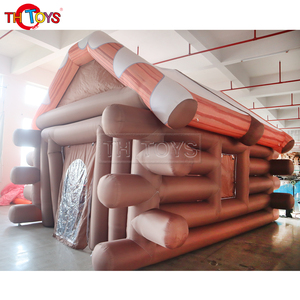 Tente gonflable de maison en bois de vacances Château de fête du joyeux père Noël pour des célébrations joyeuses - Product Image 3