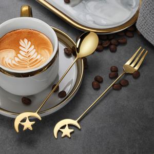 Cuillère et fourchette à café en acier inoxydable écologiques, couverts dorés, <span class=keywords><strong>vaisselle</strong></span> musulmane Eid Mubarak <span class=keywords><strong>Ramadan</strong></span>, cadeau - Product Image 3