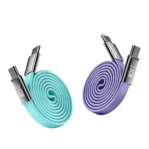 Nuevo <span class=keywords><strong>Cable</strong></span> de Carga Superrápida de Silicona de 240W con <span class=keywords><strong>Cable</strong></span> Plano, Compatible con vivo, Honor, OPPO, Tipo-C a Tipo-C Dual - Product Image 1