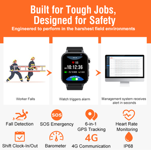 Reloj Inteligente para Trabajadores 4G IP68 Resistente al Agua con Detección de Caídas, Alarma SOS y Función de Contestar Llamadas, Reloj de Seguridad para Trabajadores Solitarios - Product Image 2