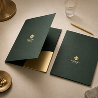 Porte-documents de présentation en papier avec fente pour cartes de visite, format personnalisé, anti-rayures, avec lamination, gaufrage et débossage, pour le bureau