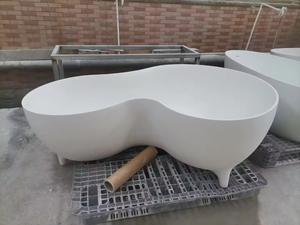 Baignoire intérieure pour salle de bain, couleur <span class=keywords><strong>blanche</strong></span>, pierre artificielle, baignoires de spa, hôtel, forme de <span class=keywords><strong>gourde</strong></span>, intégrée, pour deux personnes - Product Image 6