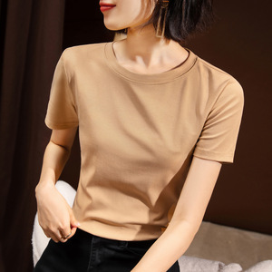 T-shirts basiques à manches courtes pour femmes, 90,7 % coton, 9,3 % élasthanne, impression DTF en relief, haute élasticité - Product Image 5