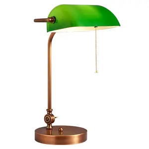 Europese Stijl Oude Shanghai Groen Glas Bureaulamp Retro Nostalgische Bank Bureaulamp Voor Thuis Decor