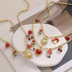 Collier Cœur Cerise Esthétique Coquette Y2K avec Breloques Papillon & Coquillage, Ras-de-cou Mignon, Accessoires d'Été pour la Plage, Cadeau Tendance pour Filles - Product Image 1