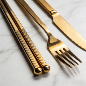 Fourchette, cuillère et couteau en acier inoxydable 304 de haute qualité, modernes et personnalisés par CNC, pour restaurant, hôtel, fête, vaisselle réutilisable - Product Image 1