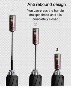 Poignée transparente mécanique haut de gamme entièrement <span class=keywords><strong>automatique</strong></span> ouverte <span class=keywords><strong>fermeture</strong></span> segmentaire <span class=keywords><strong>fermeture</strong></span> sûre bande réfléchissante parapluies de pluie inversés - Product Image 3