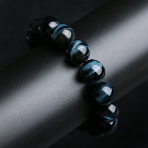 Bracciale all'ingrosso classico di alta qualità con perle in pietra naturale occhio di <span class=keywords><strong>tigre</strong></span> blu, effetto occhio di aquila e occhio di gatto, unisex, in cristallo e argento - Product Image 6