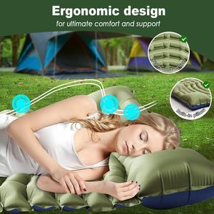 Almohadilla para dormir doble ultraligera de PVC para 2 personas, colchoneta inflable compacta para acampar, almohada con bomba de pie incorporada para coche, tienda de playa de viaje - Product Image 5