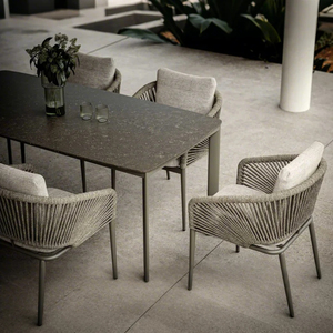 Ensemble de mobilier d'hôtel : chaise et table de salle à manger, ensemble de salle à manger d'extérieur en corde et aluminium pour jardin - Product Image 3