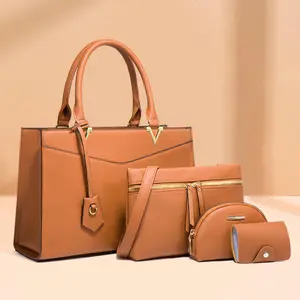 Mulheres Trendy Shoulder Tote Hand Bags 4 Piece Set Custom Bolsas De Couro E Bolsas