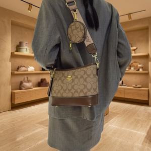 Sac bandoulière vintage pour femme, motif signature, fermeture éclair, marron PU, sangle unique, usage quotidien, automne/hiver/printemps/été - Product Image 2