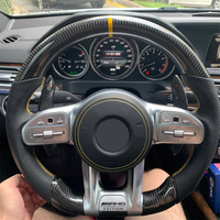Volant en Fibre de Carbone Personnalisé avec Affichage LED, Accessoire Intérieur en Cuir pour Voitures Mercedes AMG W204 W205 C63 C43 2015-2017