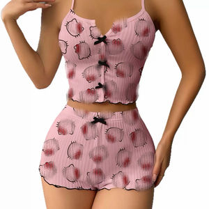 Pigiama Estivo da Donna Stile Y2K con Cartoni Animati, Set Canotta Aderente con Gattino, Moda Giovanile Carina per Casa - Product Image 6