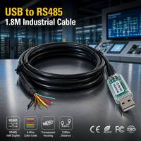 Cable Convertidor ANNXIN RS485 USB a RS485 de 1.8M con Carcasa Transparente y 6 Cables para Control Industrial PLC, Venta al Por Mayor