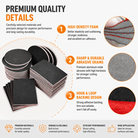 Disco de Lija de 3 Pulgadas con Velcro, Dureza Media, Óxido de Aluminio, Esponja de Lijado Antiobstrucción OEM para Preparación de Pintura, Amoladoras, 5mm