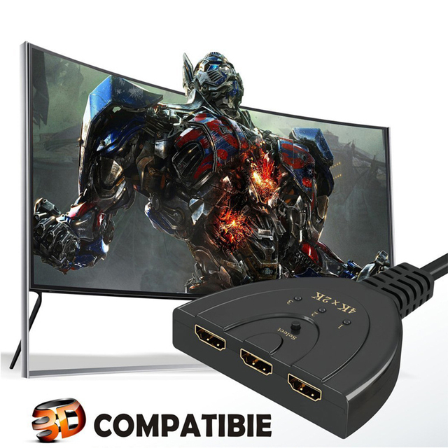 3-in-1, Pigtail 4K/2K Switch, 3-input-to-output HD Device, Laptop TV Adapter