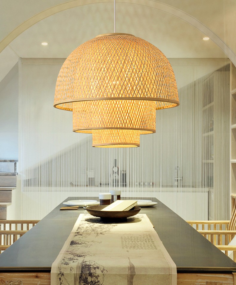 Декоративная лампа ручной работы из натурального плетения, деревянные бамбуковые люстры, креативный подвесной светильник из ротанга