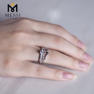 Messi Jewelryクラウン形状モアッサナイトの結婚指輪セットジュエリー14 18k 18 18kゴールド洗面所独立ダブル婚約結婚指輪セット - Product Image 5