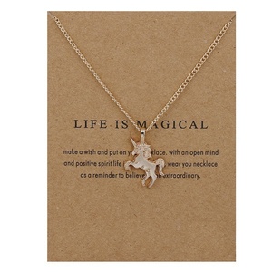 Collier Pendentif Éléphant Libellule Plaqué Or Tendance, Vente en Gros, <span class=keywords><strong>Bijoux</strong></span> Géométriques en Alliage avec Carte de Vœux Porte-Bonheur - Product Image 3