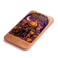 Barre de cuivre pur .999 de 5 oz, design artistique « Pumpkin King », souvenir de collection pour Halloween, destinée aux grossistes, aux magasins de cadeaux et aux détaillants de produits pour fêtes