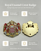 Broche Héraldique Vintage en Émail Coloré Doré avec Armoiries Royales, Badge de Héraldique de Collection, Attache Multi-Épingles