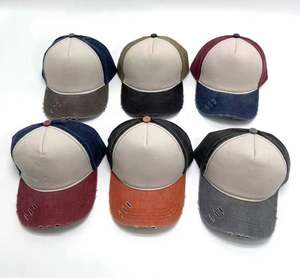 Dernier modèle Casquette de papa usée à 5 panneaux Casquettes de baseball en coton lavé brodé pour l'extérieur - Product Image 3