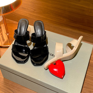 Latest High Heel Shoes for Girl <b>Unique</b> Trendy Strange Summer Square Toe Sandals Shoes Heart Luxury Heels for Women - Product Image 4