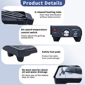 Parrilla y Horno Eléctrico Antiadherente <span class=keywords><strong>de</strong></span> Color Personalizado con Control <span class=keywords><strong>de</strong></span> Temperatura Ajustable, Cocina Interior sin Humo para Cocina <span class=keywords><strong>de</strong></span> Hotel - Product Image 3