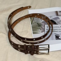 Ceinture Y2K personnalisée pour femme, double sangle en daim avec œillets métalliques et boucle ardillon, accessoire de taille punk pour jeans, robes et tenues urbaines
