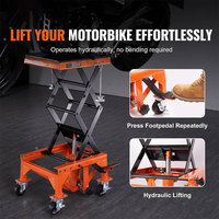 Ambull Factory Wholesale 350 Lbs 4 Wheels Motorcycle Scissor Jack Lift Hydraulic Motorcycle Lift Table with Wide Deck