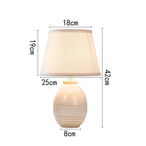 Neuer Stil Minimalistisches Design Nachttischlampe mit Keramikfuß und Leinenstoffschirm – Schreibtischleuchte für Schlafzimmer und Wohnzimmer - Product Image 5